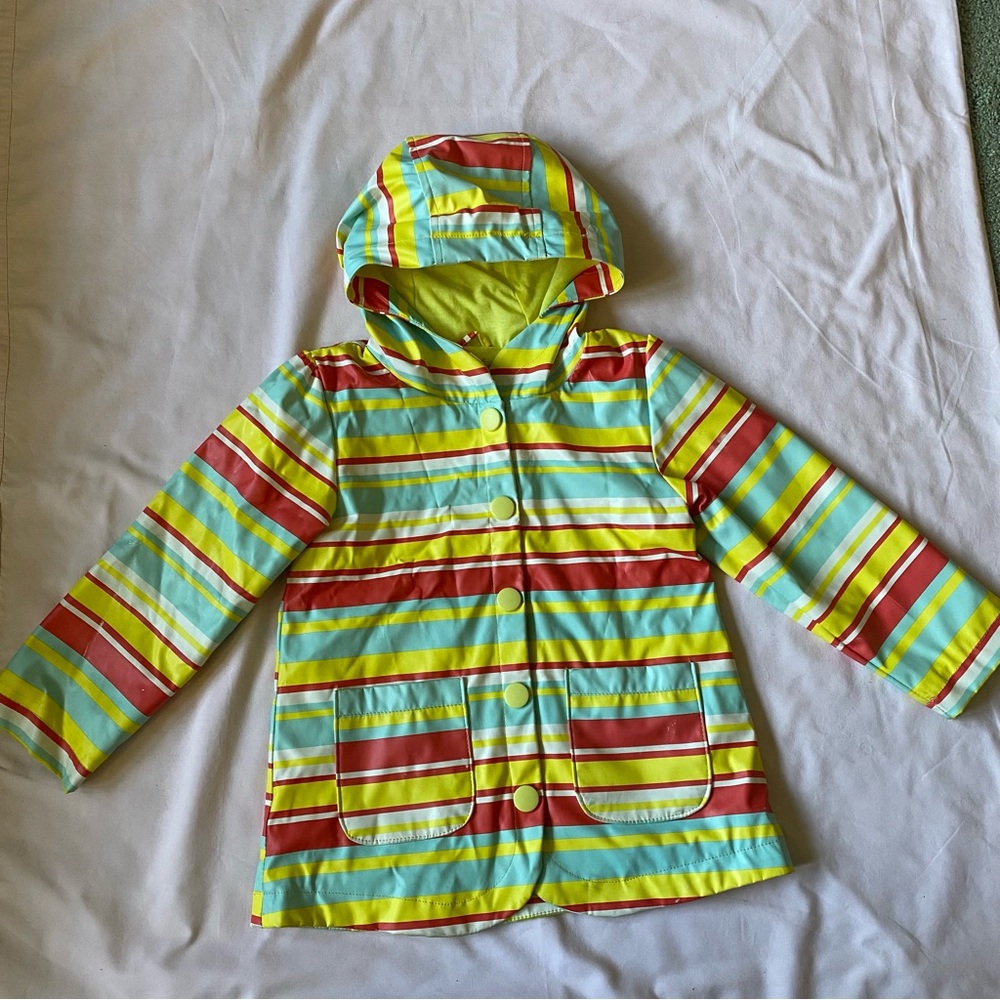 Colorful Children’s Striped Hooded Raincoat